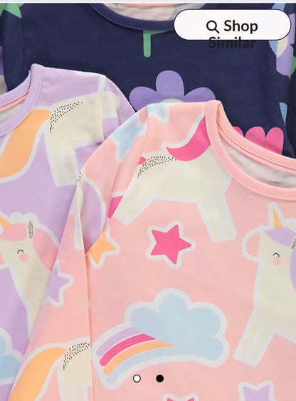 GEORGE UNICORN FLOWER LONG SLEEVE PJ SET PACK OF 3