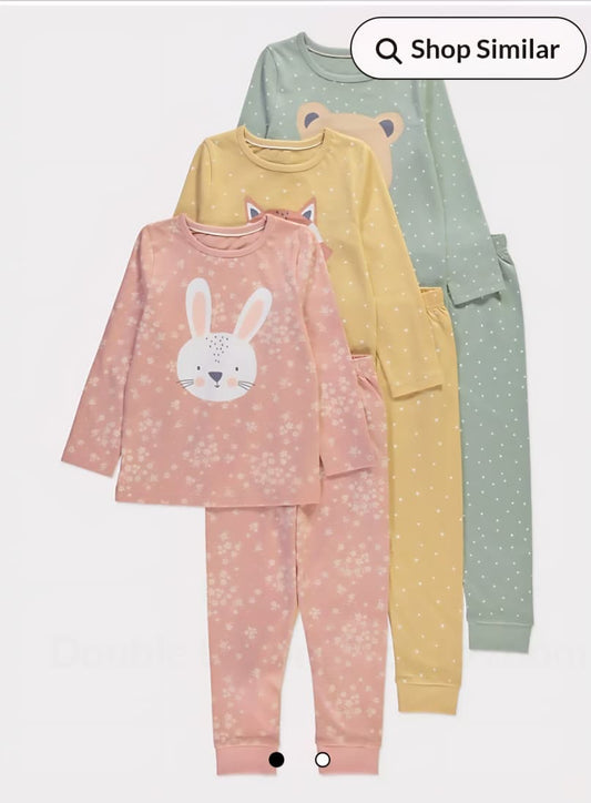 GEORGE WOODLAND ANIMAL PJ SET PACK OF 3