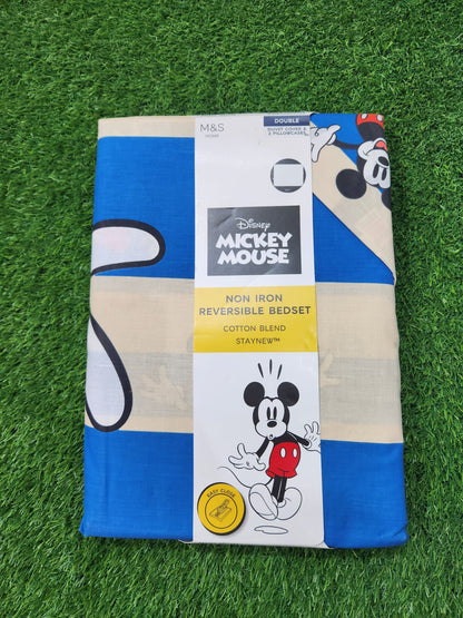 M&S DISNEY MICKEY MOUSE NON IRON REVERSIBLE DOUBLE BED QUILT COVER