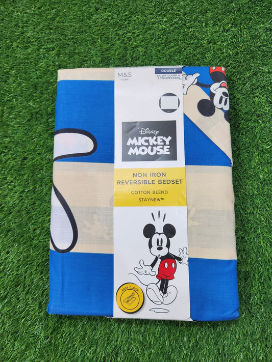 M&S DISNEY MICKEY MOUSE NON IRON REVERSIBLE DOUBLE BED QUILT COVER