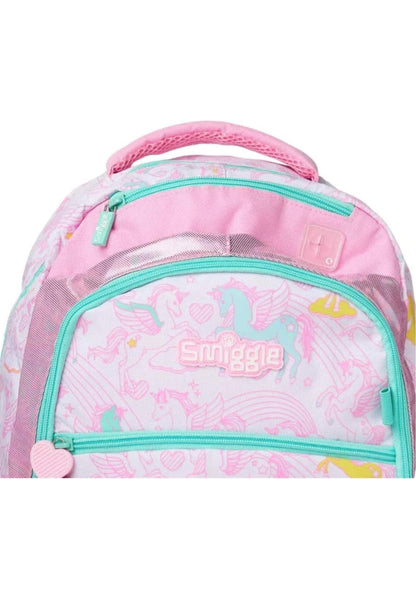 SMIGGLE UNICORN PATTREN BAKPACK WITH COLOUR SET PENICLE SET BOTTLE AND 6 LINEED EXERCISE BOOK