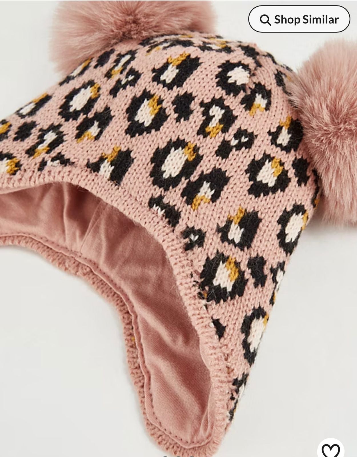 GEORGE PINK ANIMAL PRINT TRAPPER HAT AND MITTENS SET