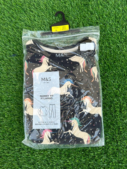 M&S COTTON WITH STRETCH SKINNY FIT PJ SET