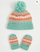 GEORGE FAIRISLE BOBBLE HAT AND MITTENS SET
