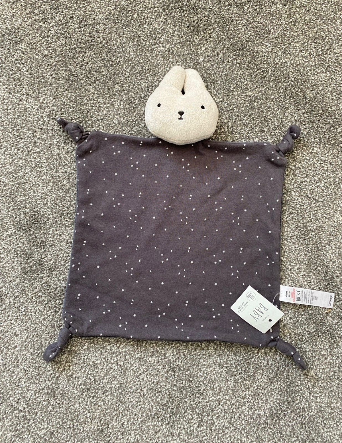 GEORGE GREY MIFFY BUNNY RABBIT SOFT TOY SOOTHER COMFORTER BLANKET BLANKIE