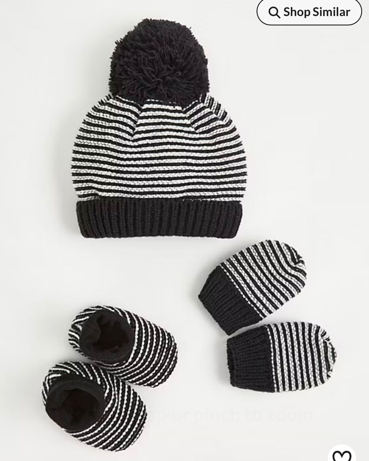 GEORGE STRIPED KNITTED BOOBLE HAT MITTENS AN BOOTIES SET
