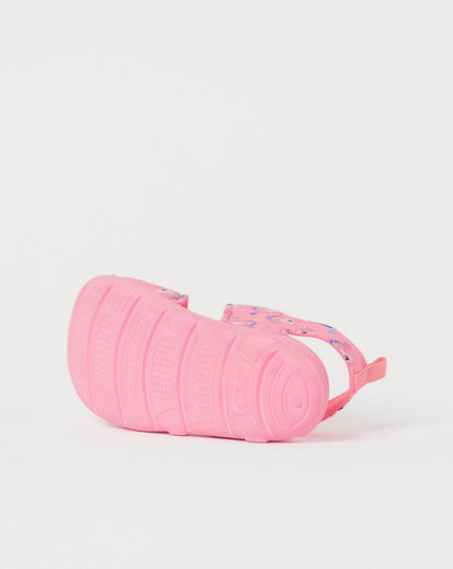 H&M PINK UNICORN PRINTED DOUBLE STRAP SANDALS