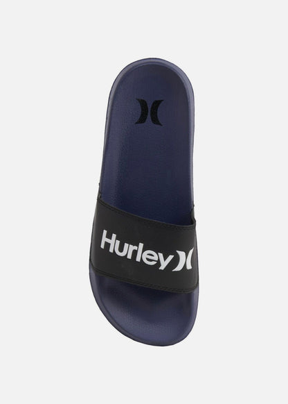 HURLEY MENS BLACK AND NAVY CUSHIONED  SLIDE