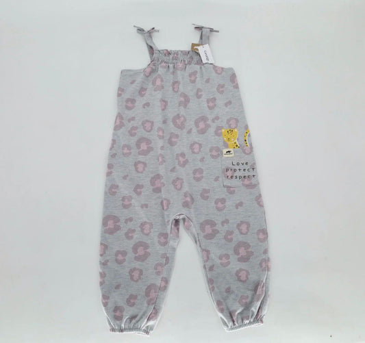 GEORGE COTTON JUMPSUIT LEAPARD PRINT WITH STRAPS ADORNED WITH BOW
