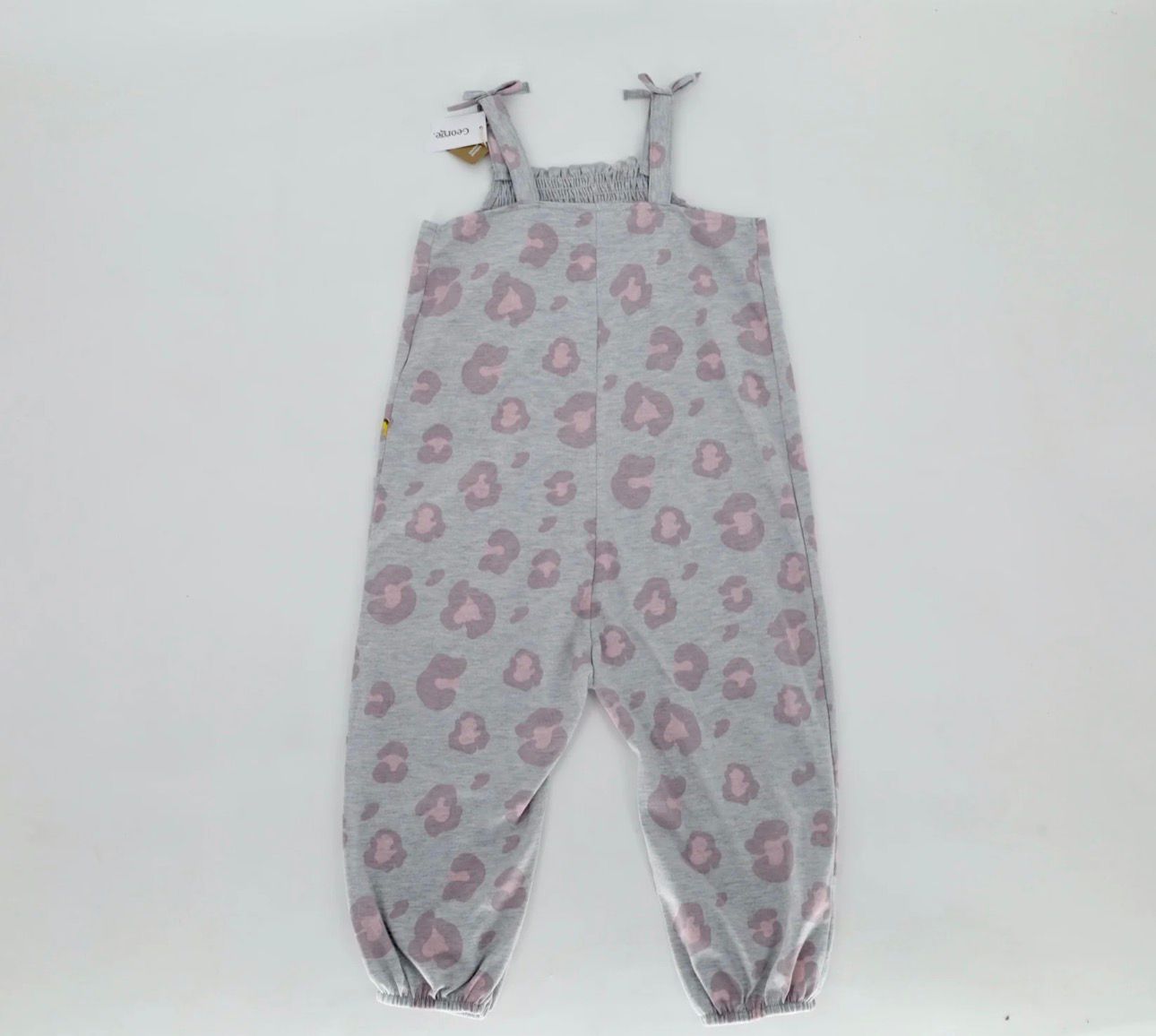 GEORGE COTTON JUMPSUIT LEAPARD PRINT WITH STRAPS ADORNED WITH BOW