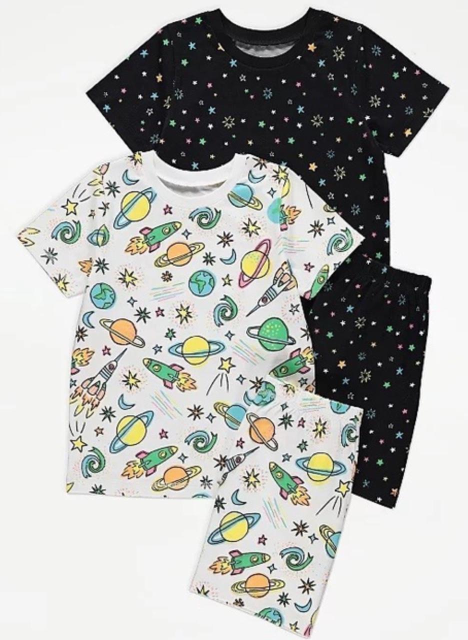 GEORGE COSMIC SPACE SHORT SLEEVE SHORT LEG PJ SET PACK OF 2