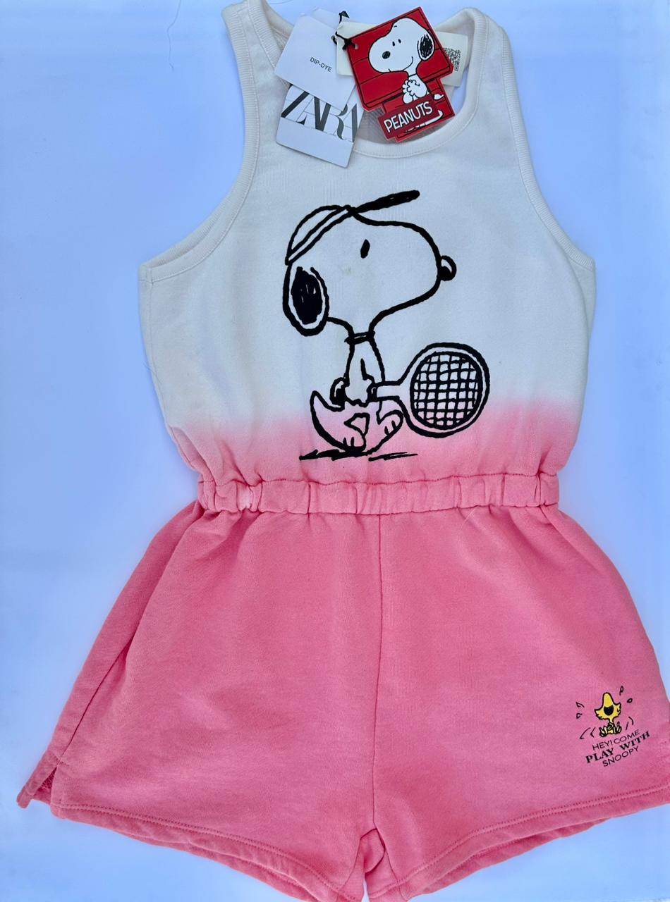 ZARA PINK SNOOPY PEANUTS PLUSH PLAYSUIT
