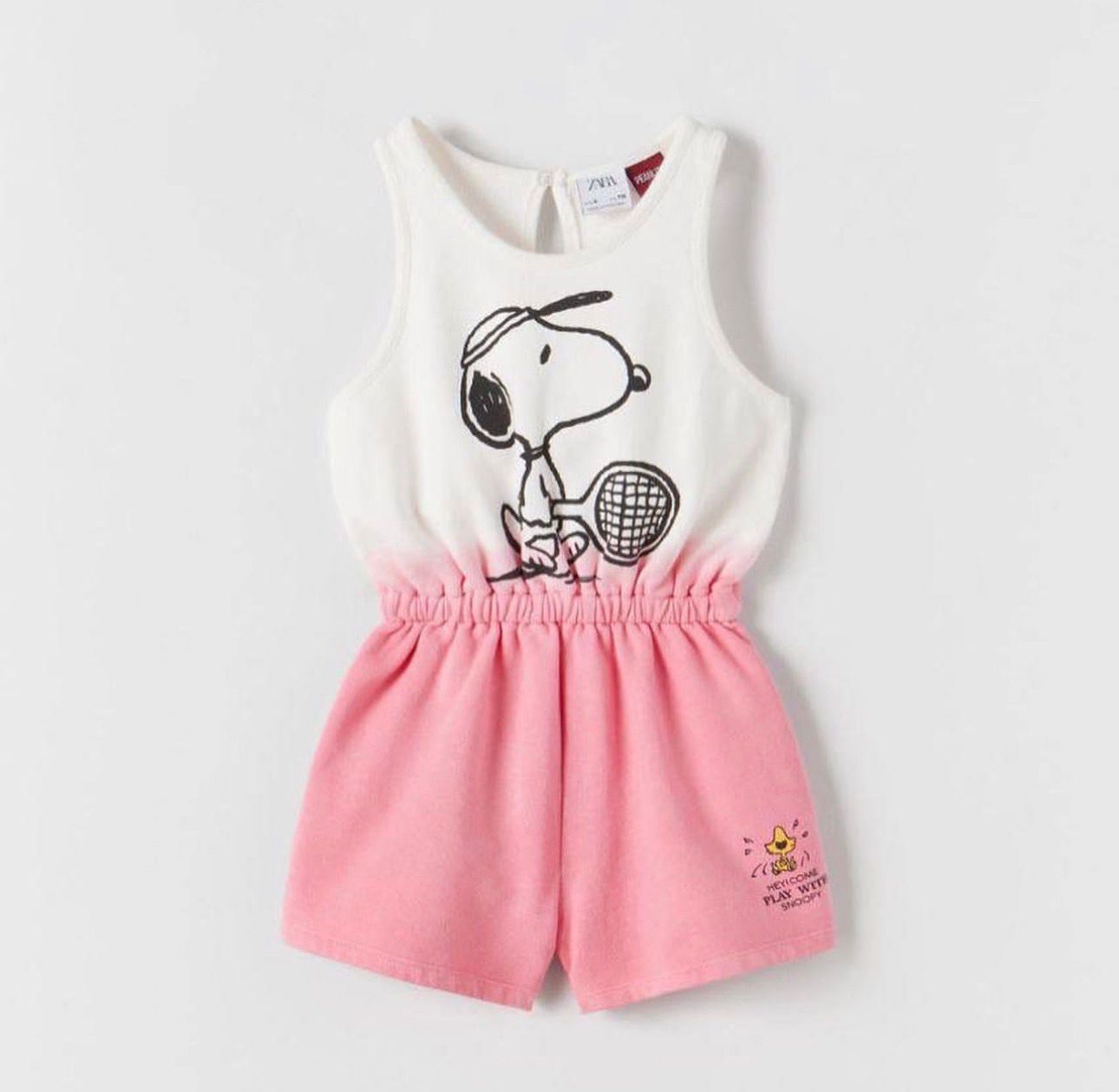 ZARA PINK SNOOPY PEANUTS PLUSH PLAYSUIT