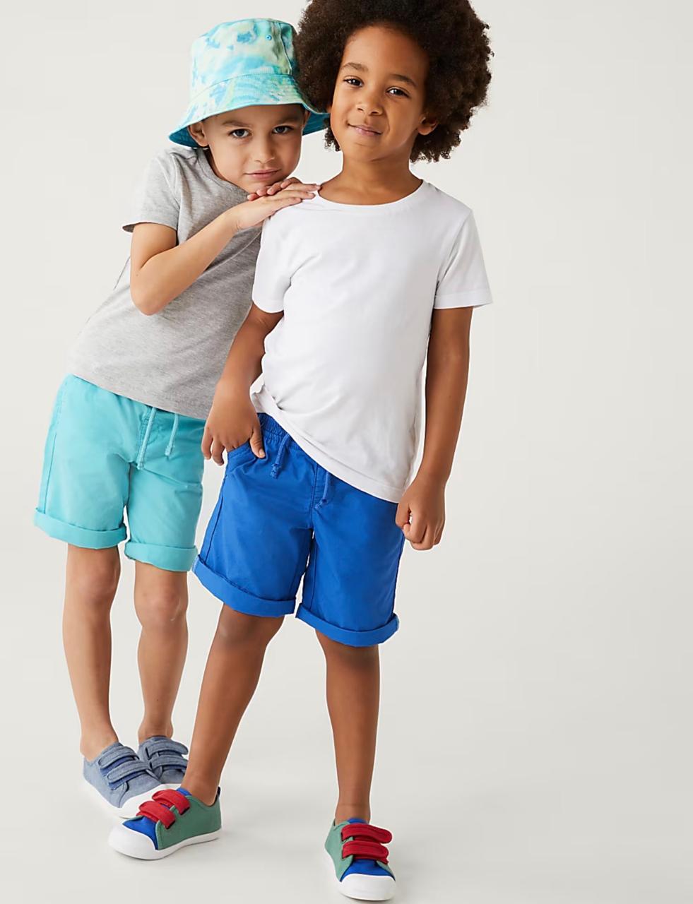 M&S PURE COTTON PLAIN SHORTS PACK OF 2