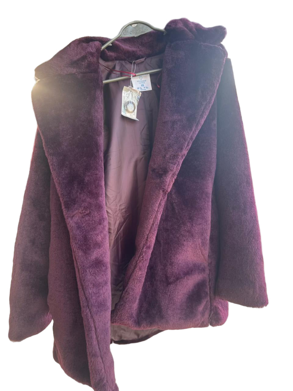 PRIMARK BURGUNDY FUR COAT