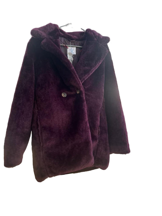PRIMARK BURGUNDY FUR COAT