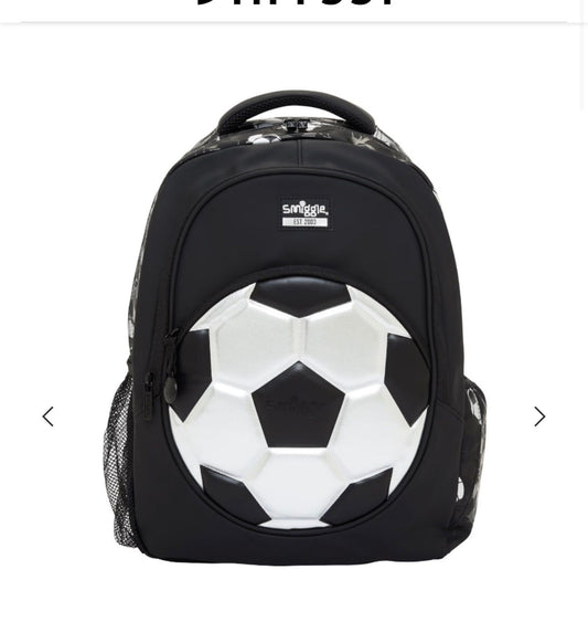 SMIGGLE SILVER BLACK FOOTBALL BACKPACK