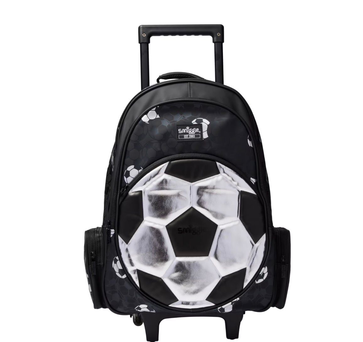 SMIGGLE STRICKER SILVER BLACK TROLLEY BACKPACK