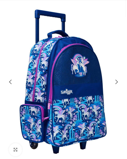 SMIGGLE BLUE UNICORN RAINBOW TROLLEY BACKPACK