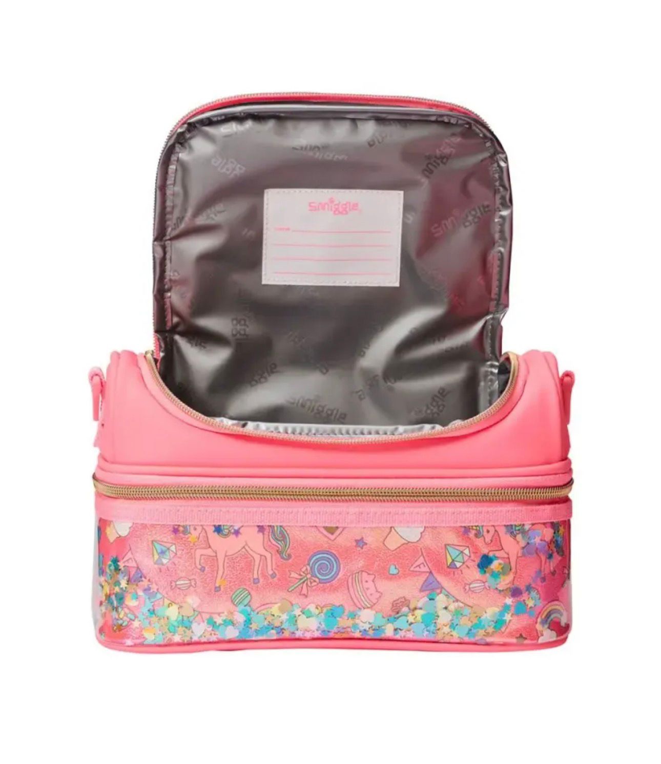 SMIGGLE FIESTA DOUBLE DECKER LUNCH BAG WITH STRAP