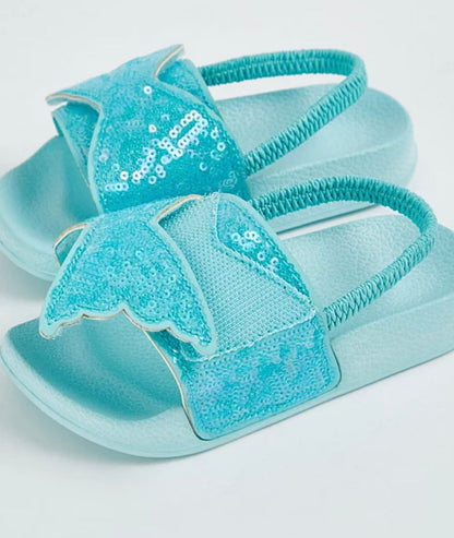 BLUE MERMAID SEQUIN SLIDERS