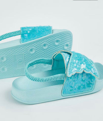 BLUE MERMAID SEQUIN SLIDERS