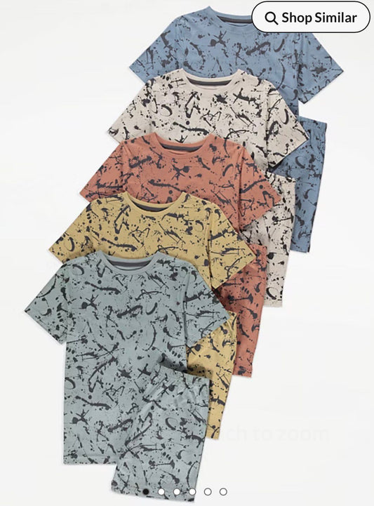 GEORGE PAINT SPLATTER SHORT PJ SET PACK OF 5