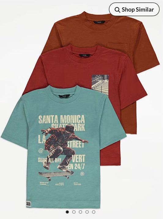 GEORGE SANTA MONICA SKATE PARK T-SHIRTS PACK OF 3