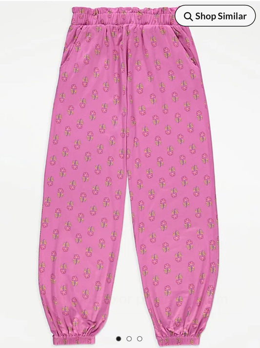 GEORGE PINK FLORAL CUFFED JERSEY TROUSER