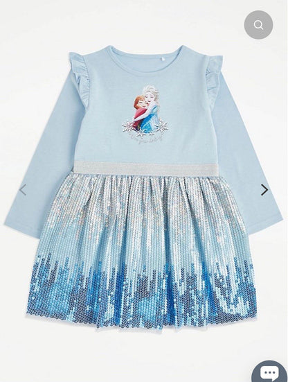 GEORGE DISNEY FROZEN 2IN1 BLUE SEQUIN DRESS