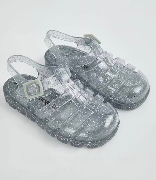 SILVER GLITTER JELLY SANDALS