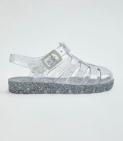 SILVER GLITTER JELLY SANDALS