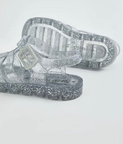 SILVER GLITTER JELLY SANDALS