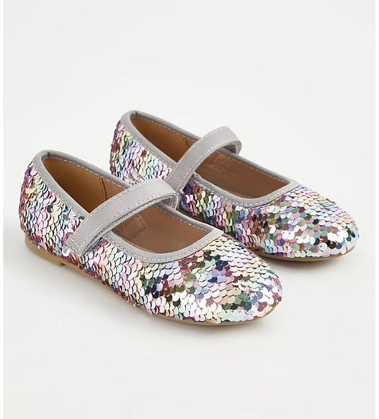 RAINBOW SEQUIN STRAP BALLET PUMPS