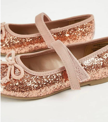 PINK GLITTER STRAP BALLET PUMPS