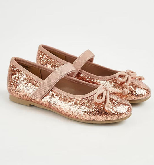 PINK GLITTER STRAP BALLET PUMPS