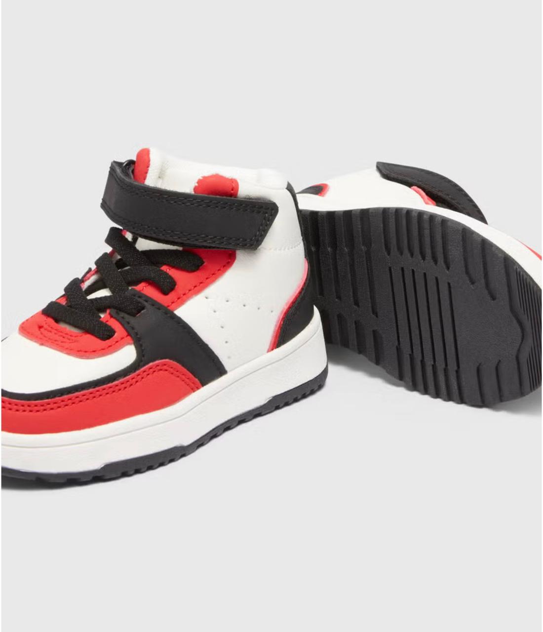 MATALAN BOYS WHITE HIGH TOP PU TRAINERS