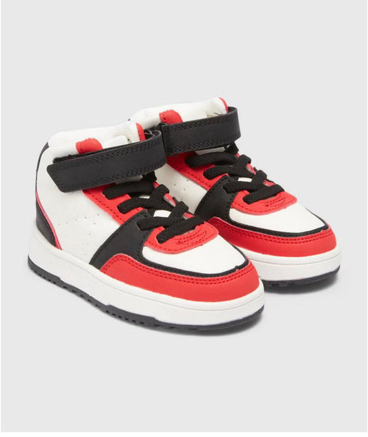 MATALAN BOYS WHITE HIGH TOP PU TRAINERS