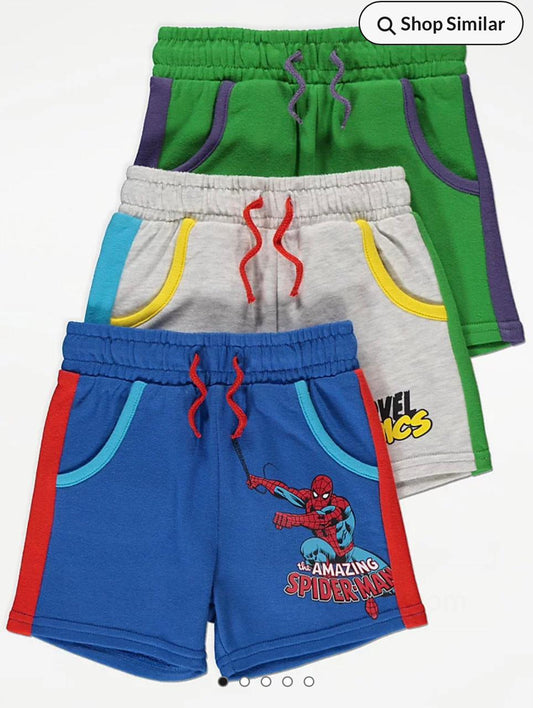 GEORGE MARVEL COMIC SUPERHERO SHORTS PACK OF 3