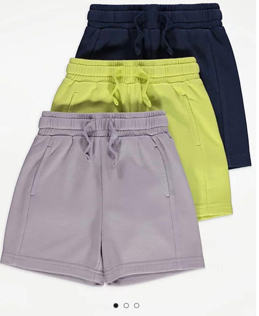 GEORGE PLAIN JERSEY SHORTS PACK OF 3