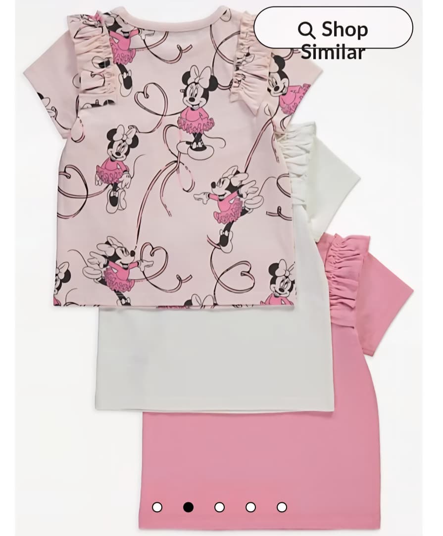 GEORGE DISNEY MINNIE MOUSE BALLET HEART FRILL COTTON TOPS PACK OF 3