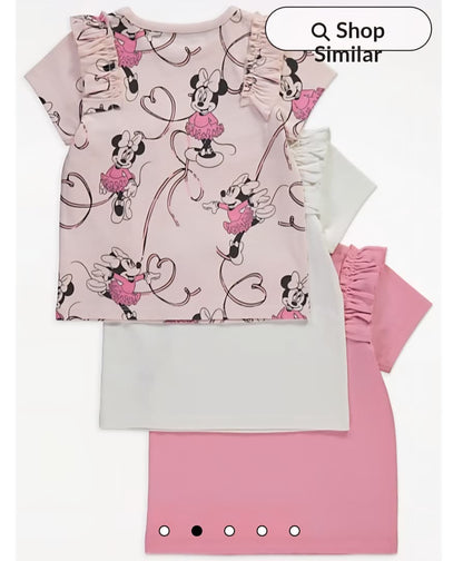 GEORGE DISNEY MINNIE MOUSE BALLET HEART FRILL COTTON TOPS PACK OF 3