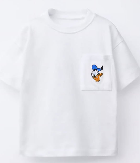 ZARA WHITE DONALD DUCK COTTON T-SHIRT