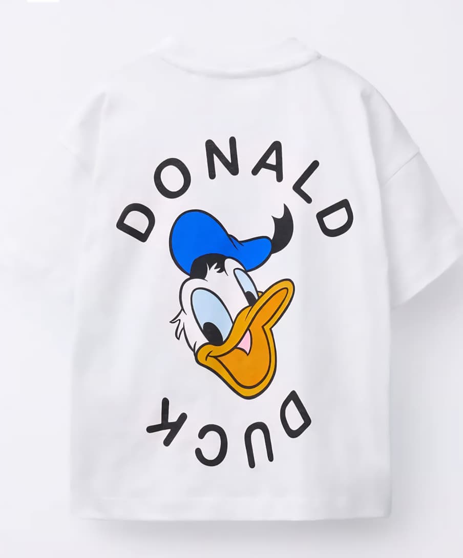 ZARA WHITE DONALD DUCK COTTON T-SHIRT