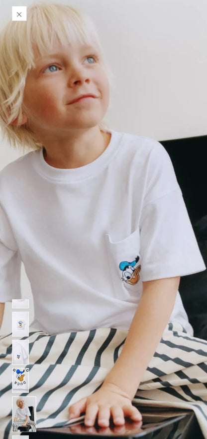 ZARA WHITE DONALD DUCK COTTON T-SHIRT