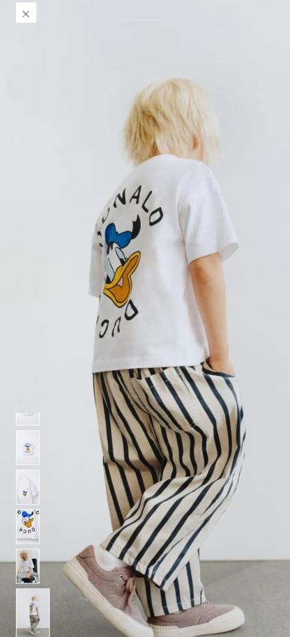 ZARA WHITE DONALD DUCK COTTON T-SHIRT