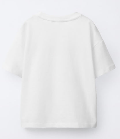 ZARA MICKY MOUSE EMBRIODED WHITE COTTON T-SHIRT