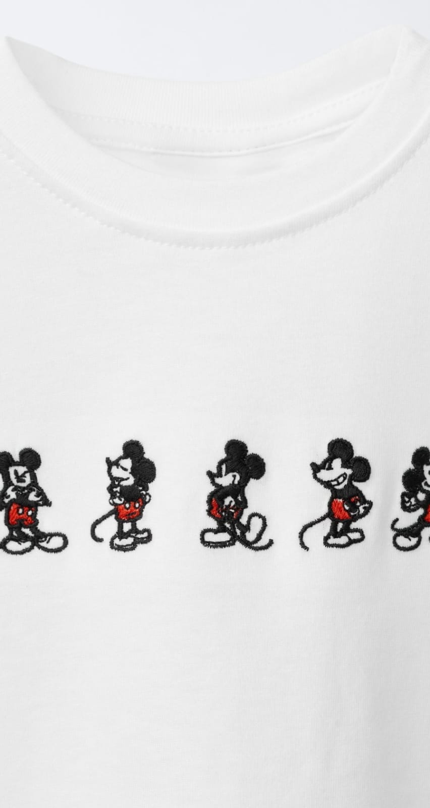 ZARA MICKY MOUSE EMBRIODED WHITE COTTON T-SHIRT
