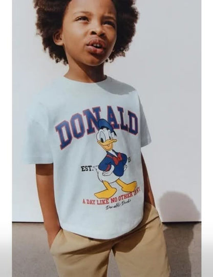 ZARA SKY BLUE DONALD COTTON T-SHIRT
