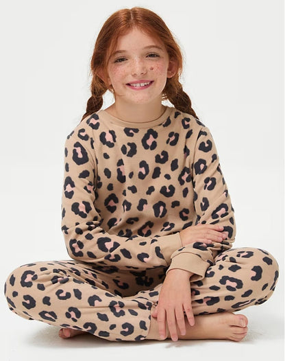 M&S LEAPORD FLEECE PJ SET